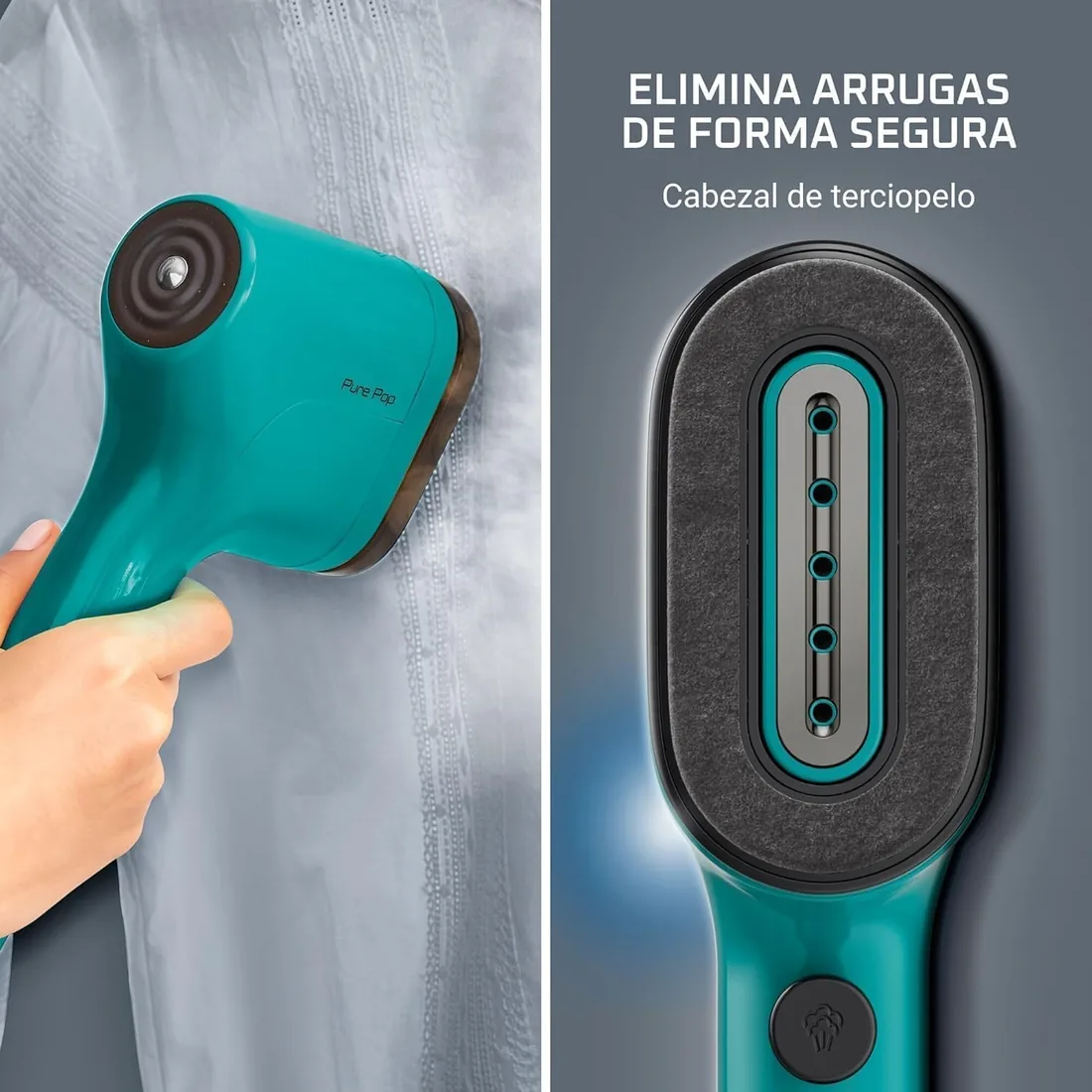 Rowenta Pure Pop, Plancha de Vapor 1300 W para Viaje, Verde | Vapor continuo 20 g/min, Plancha y Purifica, Elimina pelusas, Cabezales reversibles, Elimina hasta el 99,99% de virus, DR2024 foto 3