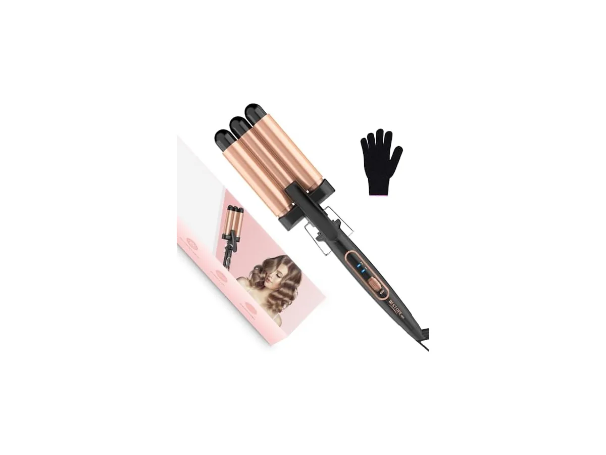 Rizador Pelo Ondas Plancha Ondas - Rizador de Pelo 3 Barriles 22mm Ondulador de Cerámica Calentamiento…