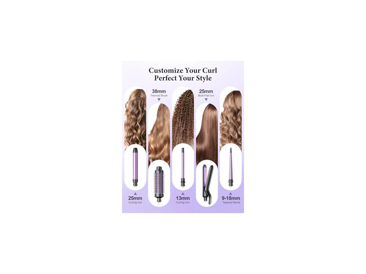 Curling Iron 5 en 1 BESTOPE PRO - Con Plancha de Pelo, Cepillo TéRmico, Rizador Pelo Ondas (9 Mm-25 Mm),… foto 2