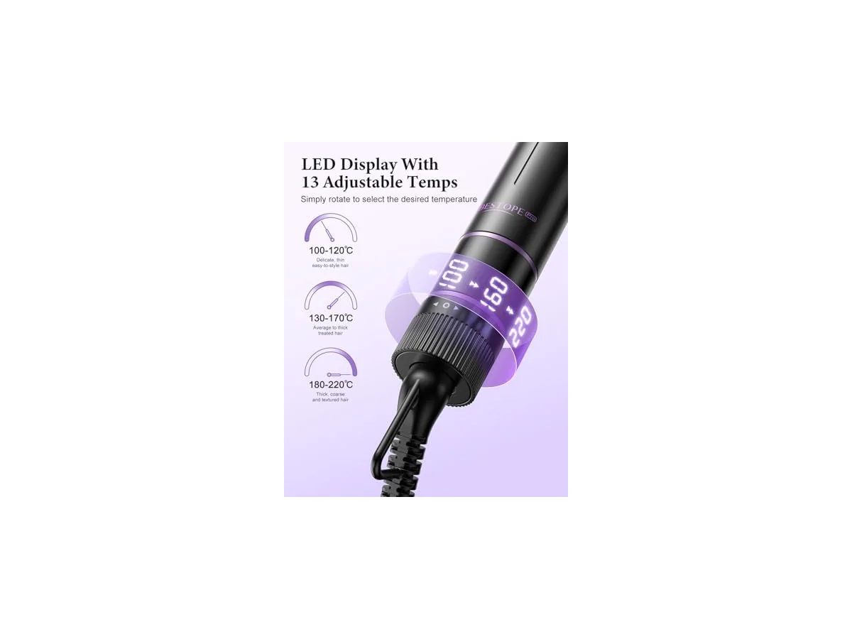 Curling Iron 5 en 1 BESTOPE PRO - Con Plancha de Pelo, Cepillo TéRmico, Rizador Pelo Ondas (9 Mm-25 Mm),… foto 3