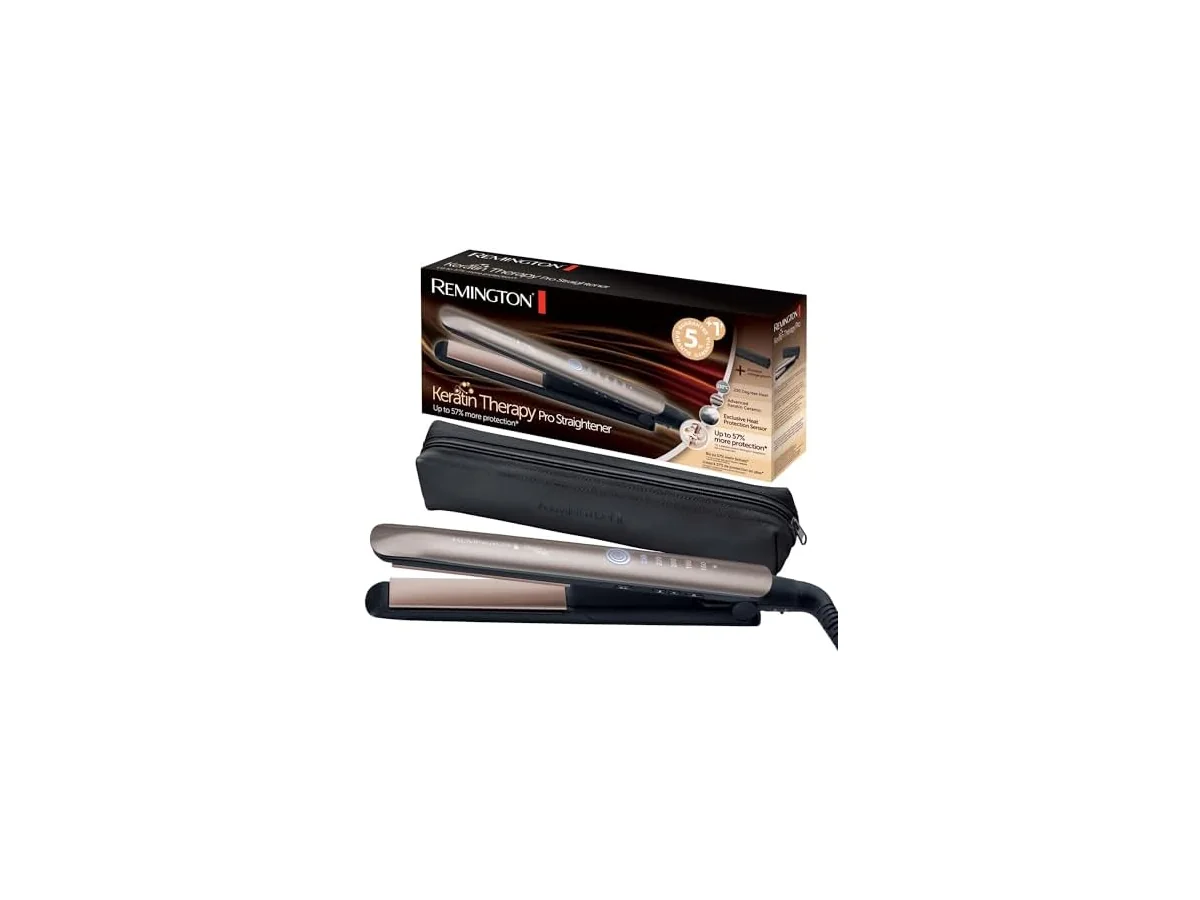 Remington Plancha Pelo pantalla digital, 160-230 °C, sensor protección contra el calor para reducir el…