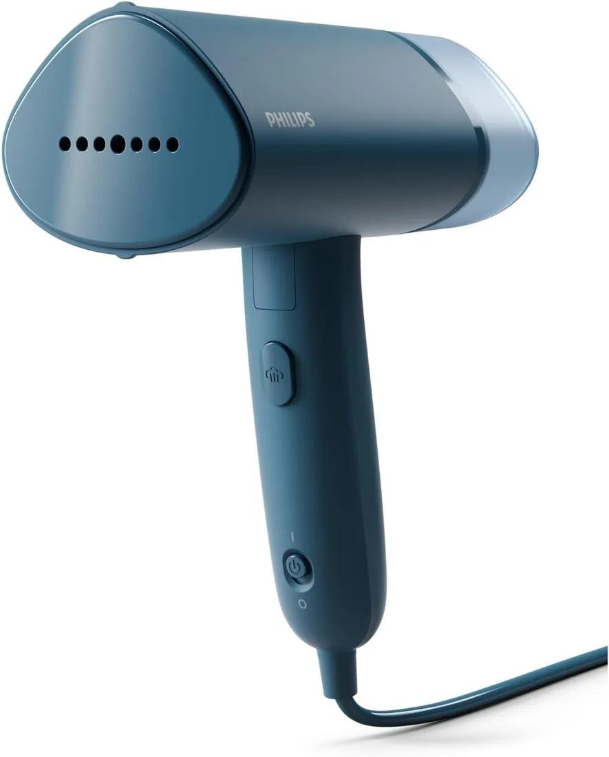 Philips 3000 Vaporizador de Mano Vertical, 1000 W, 20g/min, Azul | Plancha vertical lista en 30 segundos, depósito 100 ml extraíble, ideal para viajar, compacto y plegable (STH3000/20)
