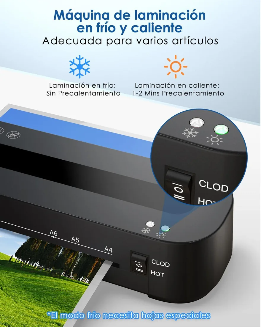Plastificadora A4 Máquina Laminadora 4 en 1 con 30 Bolsas de Plastificación | para A4/A5/A6, 90s Calentamiento Rápido, MAXDONE Plastificadora Frío Caliente con Cortador de Papel y Redondeador de Esquinas foto 3