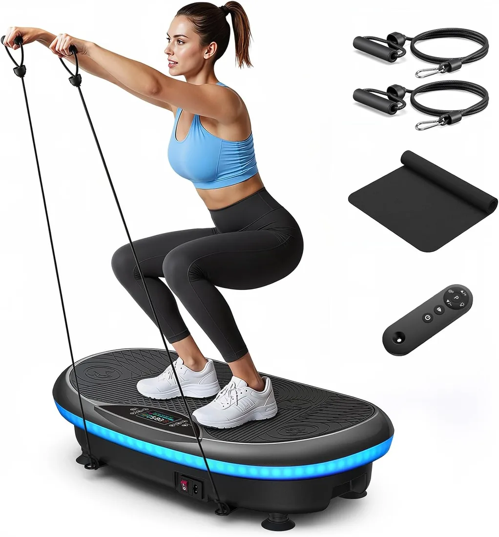 MERACH CV55 Avanzado 4D Plataforma Vibratoria | 7 Modos de Vibración, 120 Niveles de Velocidad, 5 Programas Inteligentes, Altavoz Bluetooth, Ideal Para Entrenar en Casa