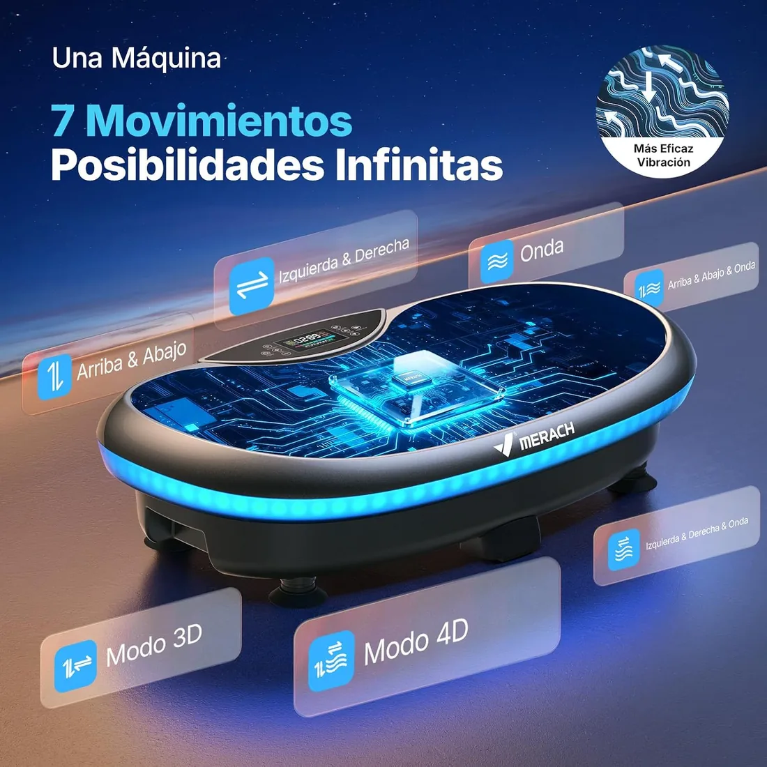 MERACH CV55 Avanzado 4D Plataforma Vibratoria | 7 Modos de Vibración, 120 Niveles de Velocidad, 5 Programas Inteligentes, Altavoz Bluetooth, Ideal Para Entrenar en Casa foto 2