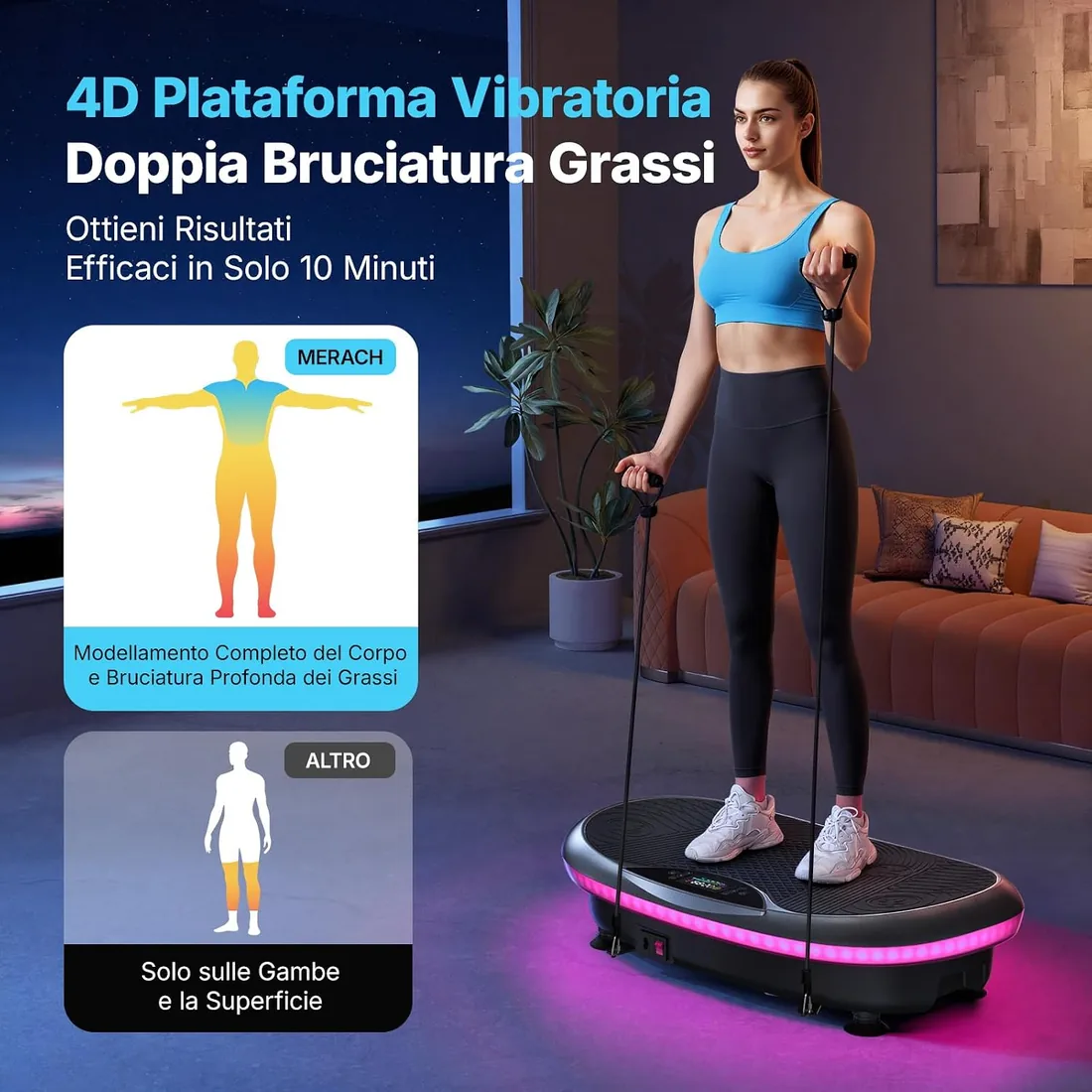 MERACH CV55 Avanzado 4D Plataforma Vibratoria | 7 Modos de Vibración, 120 Niveles de Velocidad, 5 Programas Inteligentes, Altavoz Bluetooth, Ideal Para Entrenar en Casa foto 3