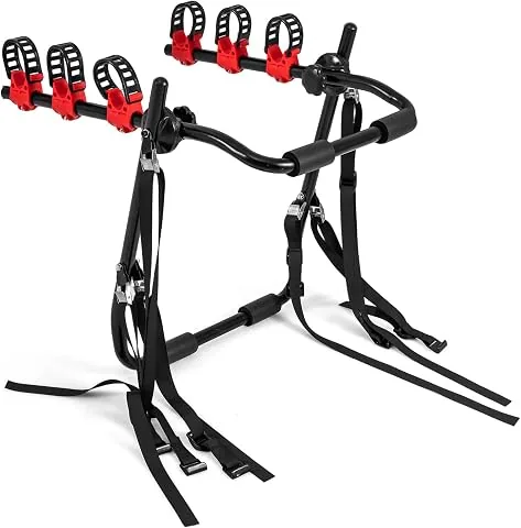 COSTWAY Portabicicletas Plegable para Maletero de 3 Bicicletas, Negro | Portabicicletas de Acero al Carbono con Ángulo Aju