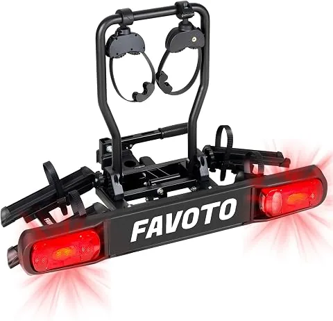 Favoto Portabicicletas para Enganche de Remolque, Soporte Plegable para 2 Bicicletas de 20-29 Pulgadas, para Acceso al Maletero Negro