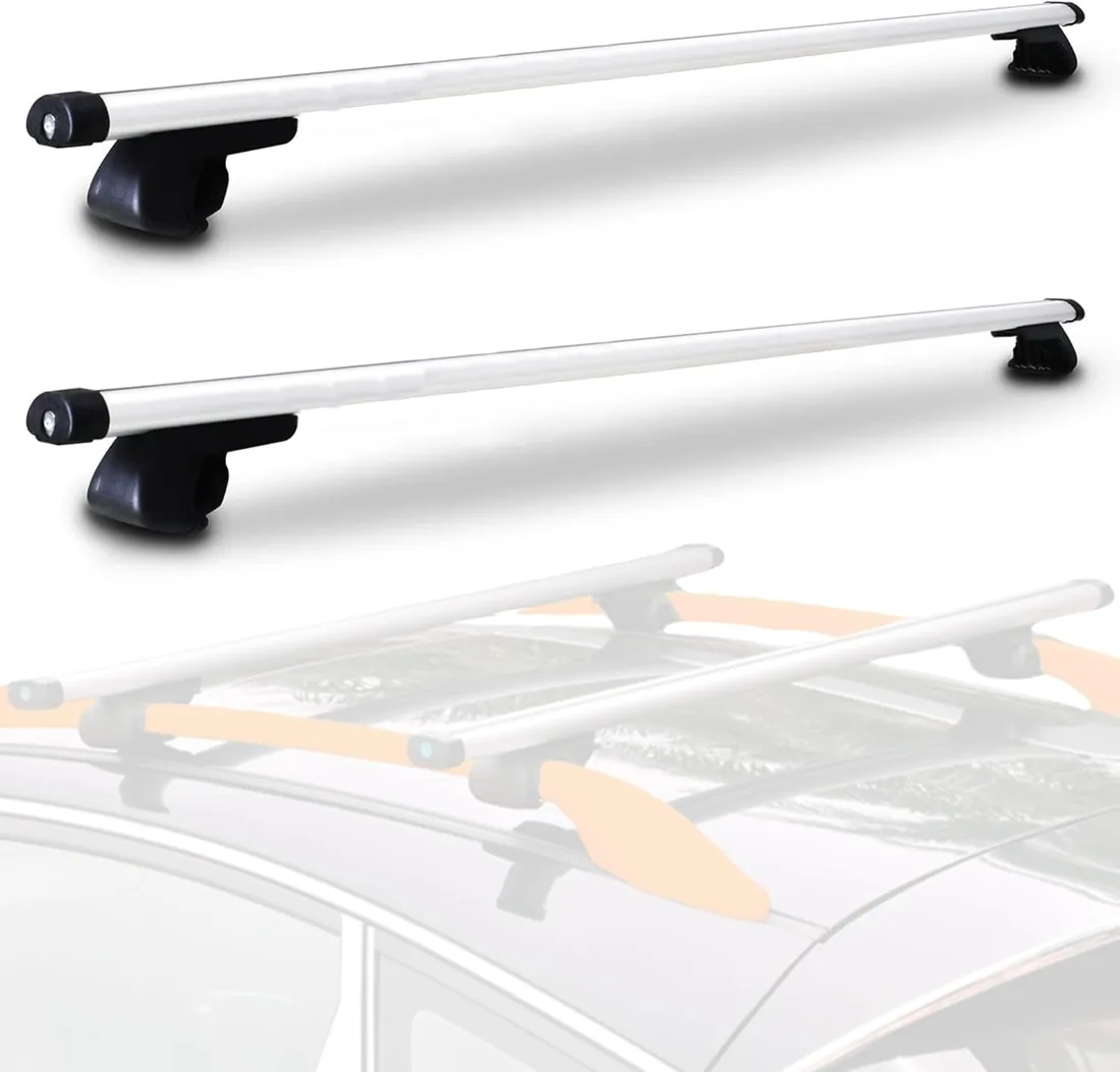 MAGIC SELECT Barras de Techo para Coche Baca Portaequipajes | Para Viajes, Compatibles con Rieles Laterales Elevados, Para Equipaje, Portátil para Transportar