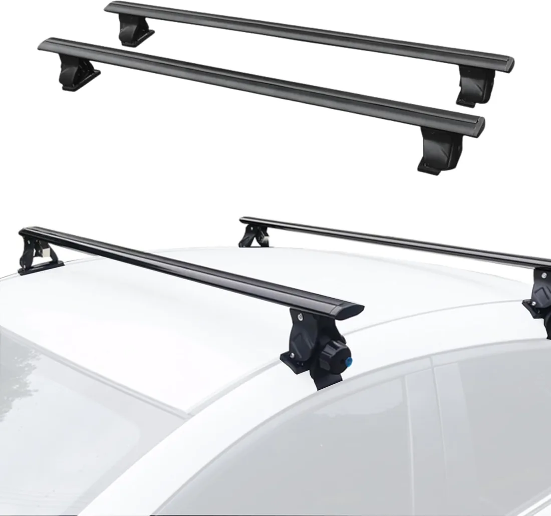 MAGIC SELECT Barras de Techo para Coche sin Rieles (1,43m) | Baca Portaequipajes, Ajuste Integrados al Techo, Portátil para Transportar, Para Viajes