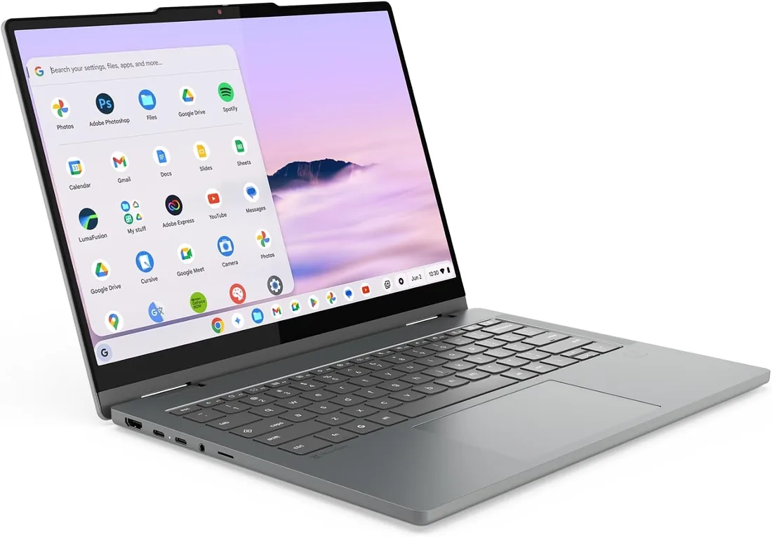 Lenovo Chromebook Plus 2-in-1 Gen10 - Portátil Táctil 14" WUXGA (Intel Core 3 N355, 8GB RAM, 256GB UFS, ChromeOS) QWERTY Gris +1 año de Google AI Pro con Gemini Pro y 5TB de Almacenamiento foto 3