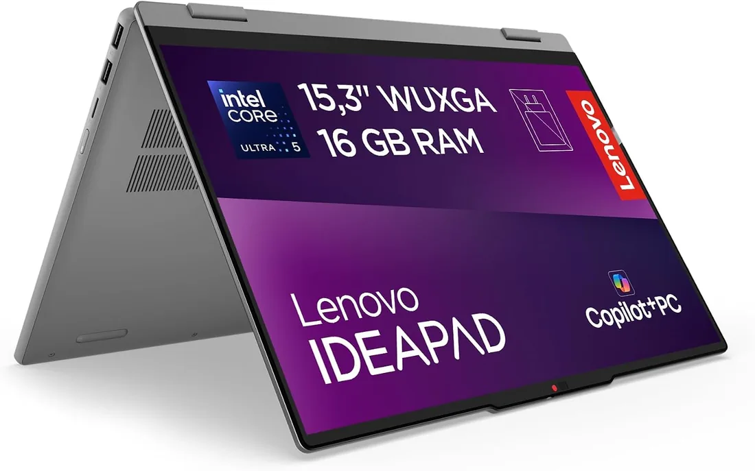 Lenovo IdeaPad 5 2-in-1 Gen11 – Portátil AI PC Convertible Táctil 15.3" WUXGA (Intel Core Ultra 5 322, 16GB RAM, 512TB SSD, Wi-Fi 6, Copilot+ PC, Win11 Home) QWERTY Español- Gris Luna