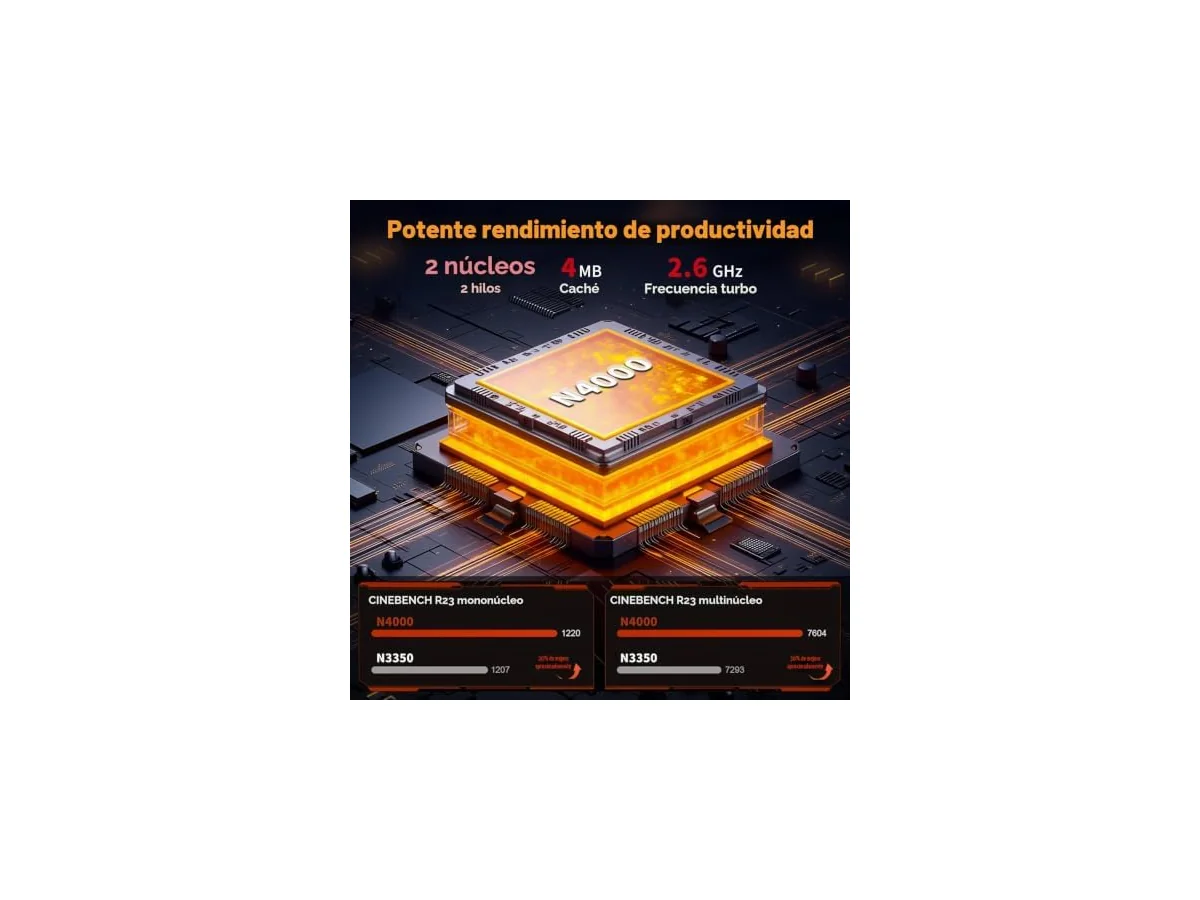 Ordenador Portatil 15,6", PC Portatil con Celeron N4000 hasta 2,6 GHz, 8GB DDR4 256GB SSD, Laptop… foto 3