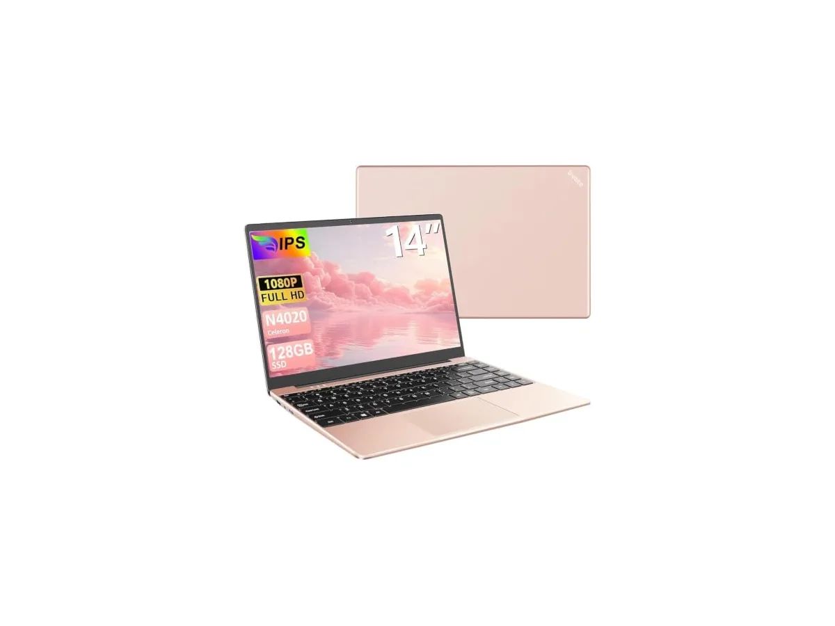 bvate Ordenador portátil 14" 2026 Win 11 N4020 6+128 GB 2.4G+5G -Oro Rosa