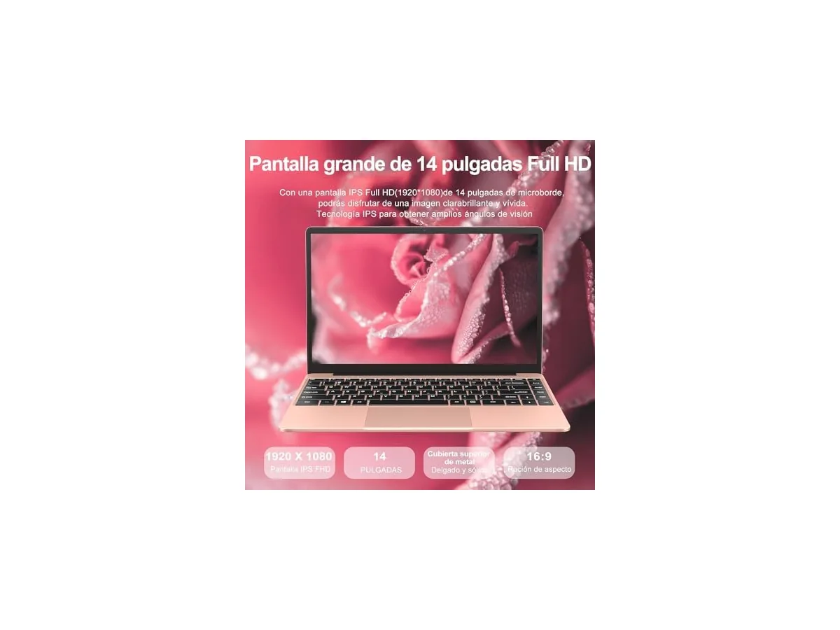 bvate Ordenador portátil 14" 2026 Win 11 N4020 6+128 GB 2.4G+5G -Oro Rosa foto 3