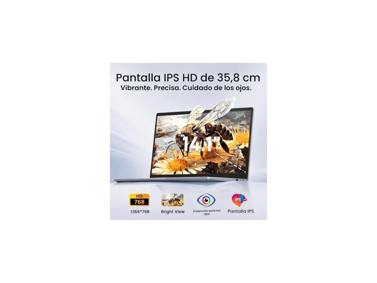Kayoote Portátil 14,1'' Win 11 Pro, Intel Pentium J3710 Quad-Core hasta 2,64GHz, 8GB RAM, SSD M.2 128GB,… foto 3