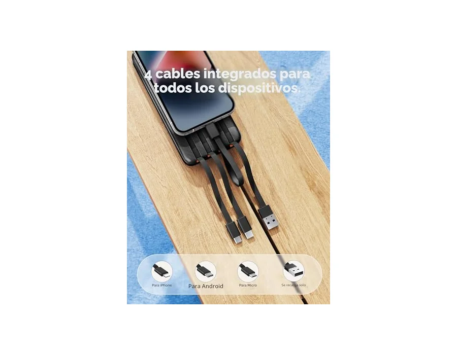 Charmast 20000mAh Power Bank con 4 Cable Integrado, 22.5W Carga rapida foto 3
