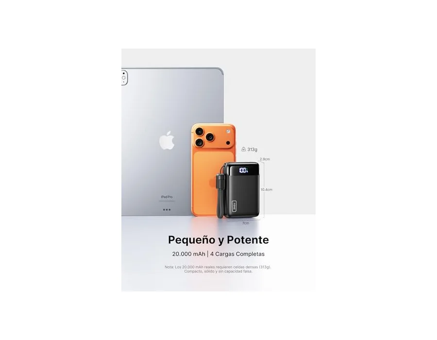 INIU Power Bank, Pequeño 20000mAh 22,5W Batería Externa Carga Rápida foto 3