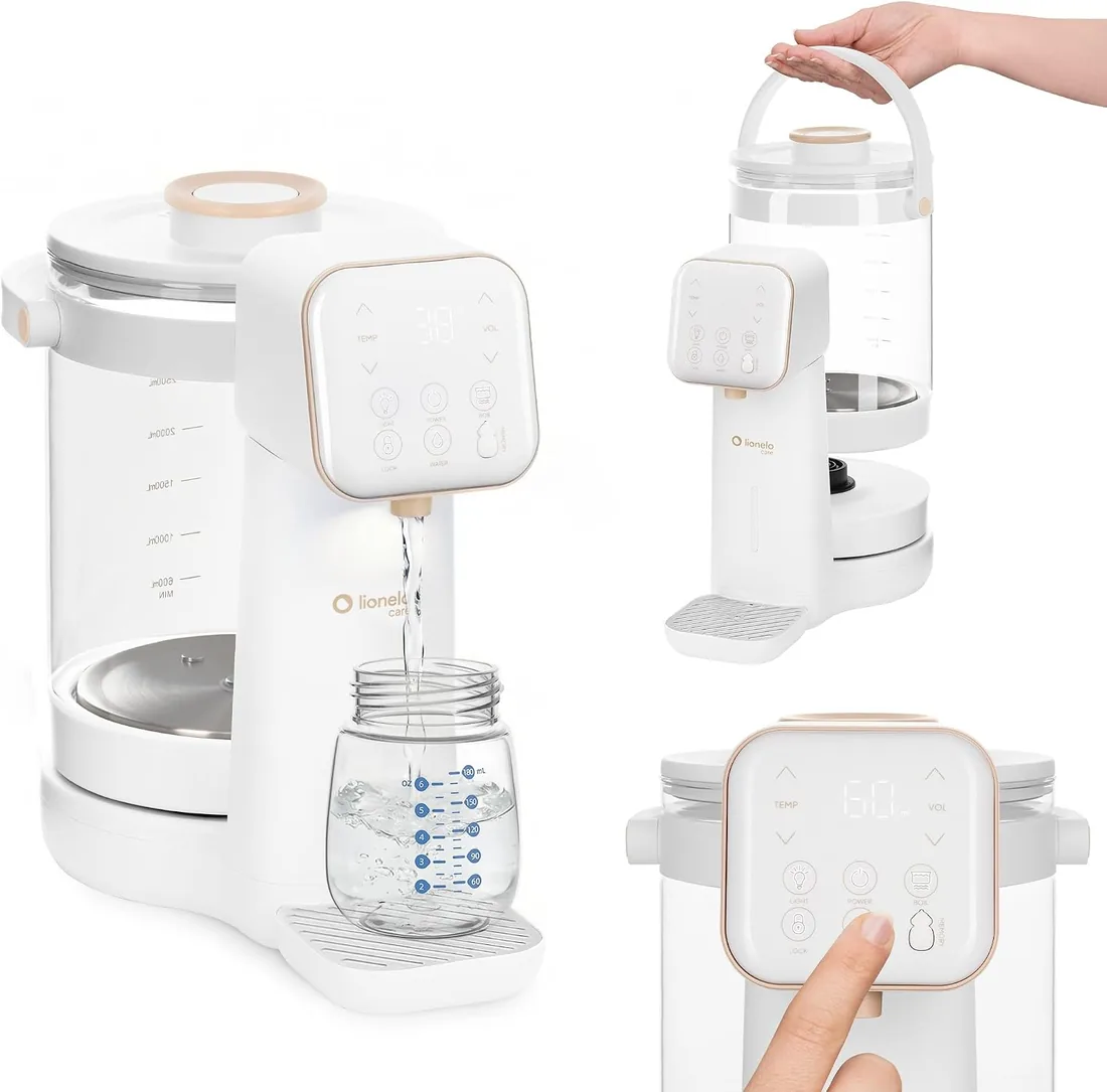 Lionelo Babypresto 2.0 Preparador de Biberones, Dispensador de Agua, Blanco | Dosificación 30-300 ml, 40-100°C, 1200 W, Lámpara UV, Depósito 3 L, Descloración, Memoria, Luz Nocturna, Bloqueo Táctil foto 2
