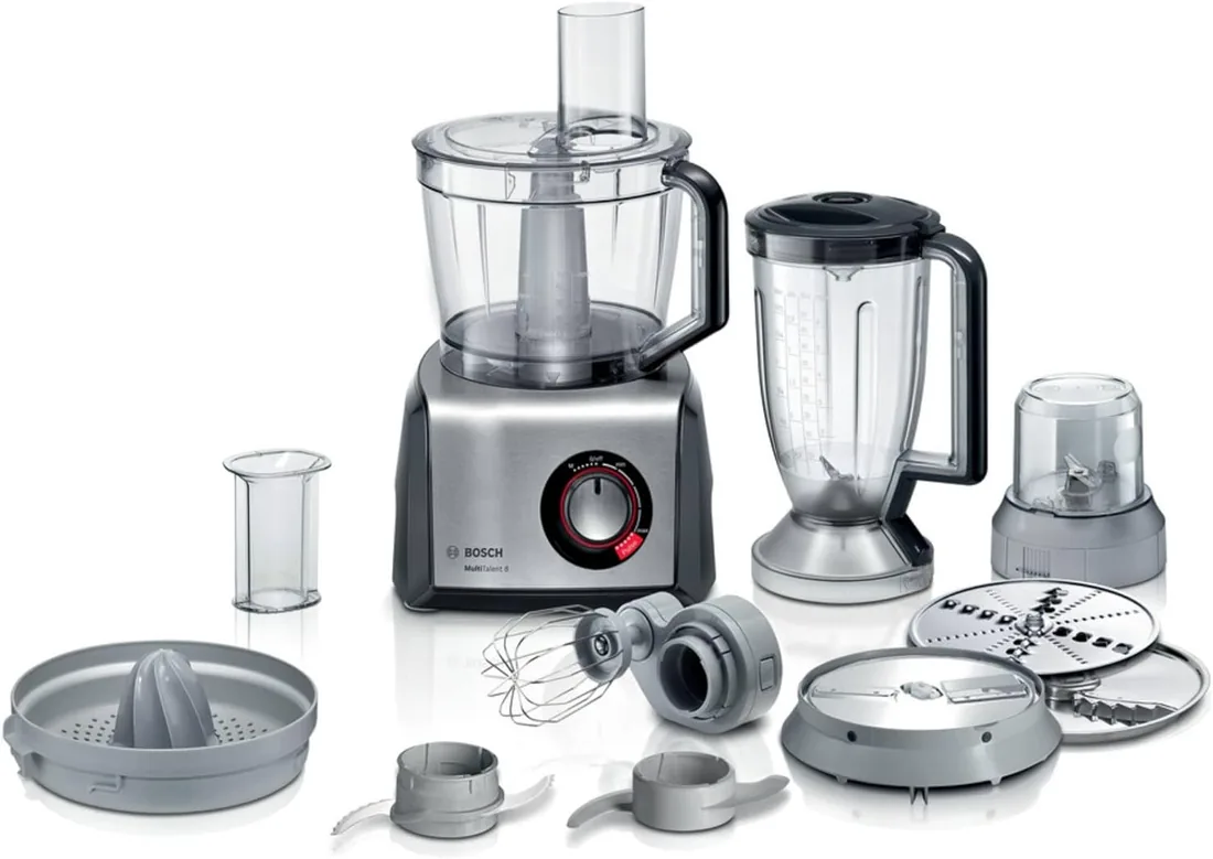 Bosch - Procesador de alimentos, MultiTalent 8, 1250 W, Negro, Acero inoxidable, MC812M844