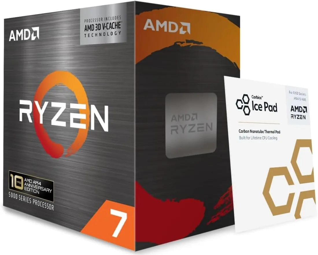 AMD Ryzen 7 5800X3D Edición 10.º Aniversario, procesador de sobremesa para Socket AM4 y Memoria DDR4.