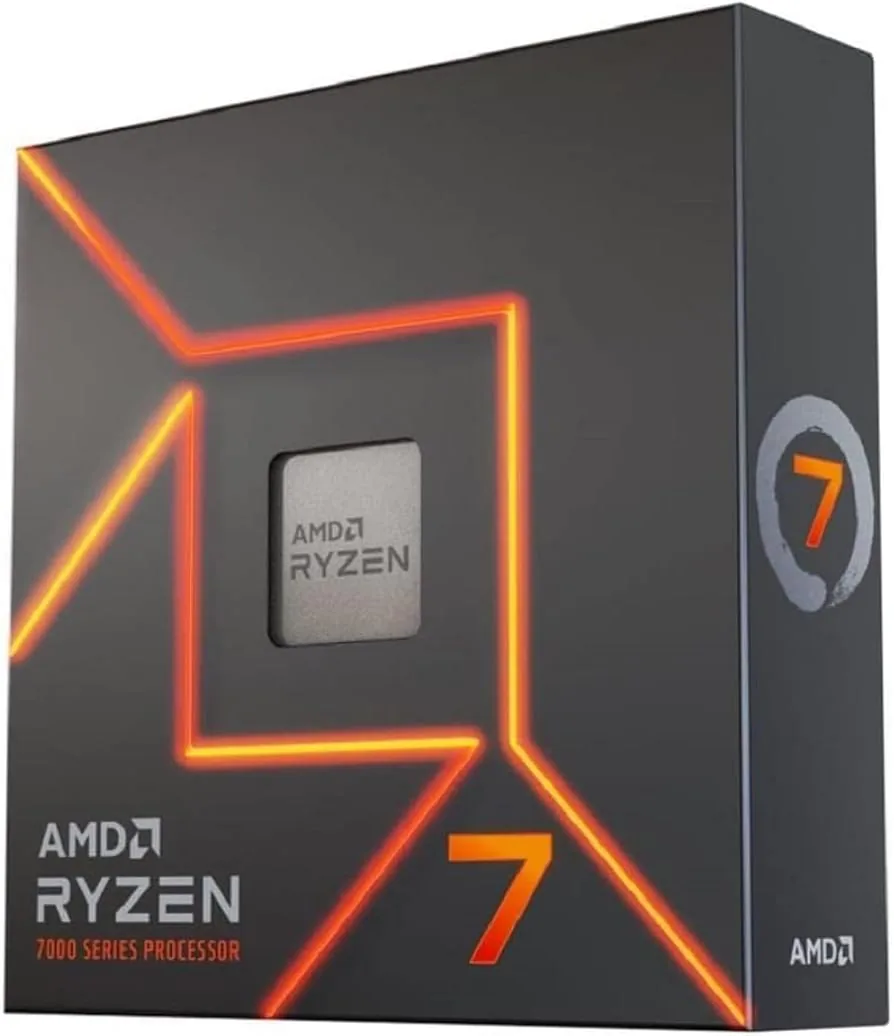 AMD Ryzen 7 7700X Procesador (tarjeta gráfica Radeon integrada, 8 núcleos/16 threads, 105W DTP, Socket AM5, 40MB Caché, Reloj de aumento máx. hasta 5.4 GHz, sin ventilador)