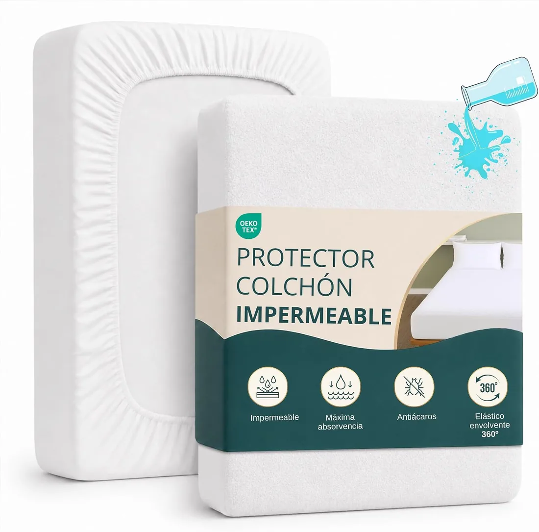 DALINA Impermeable Funda de Colchón 90 x 200 x 27 cm, Elástico Ajustable | Protector Colchon para Cama 90， Transpirable y Suave foto 2