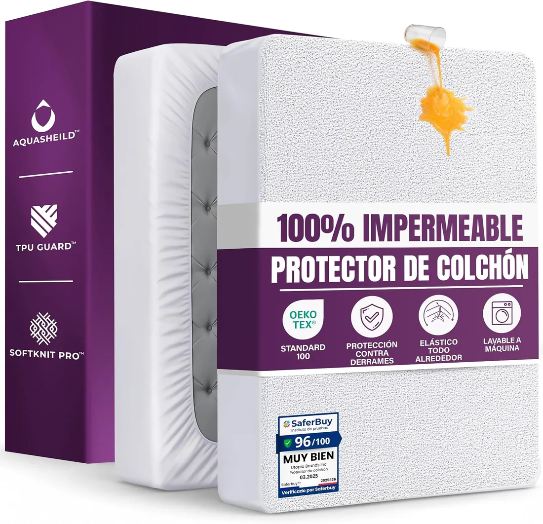 Protector de Colchón Impermeable 135x190 cm, hasta 40 cm foto 2
