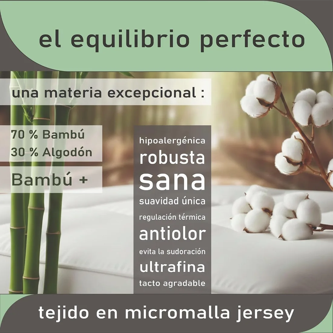 Twillie Protector de Colchón 150 x 190 Bambú Impermeable y Transpirable – Algodón Natural, Tratamiento Suizo Sanitized® Antiácaros Antibacteriano Antiolor – Hecho en UE foto 2