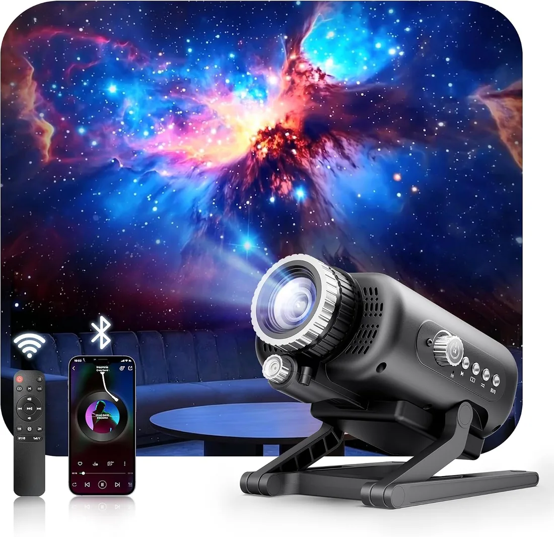 Homelist Proyector LED de cielo estrellado, Proyector Estrellado | Luz Nocturna con Altavoz Bluetooth y Ruido Blanco, 60 Efectos de Luz, Ayuda a Dormir para Bebés y Adultos