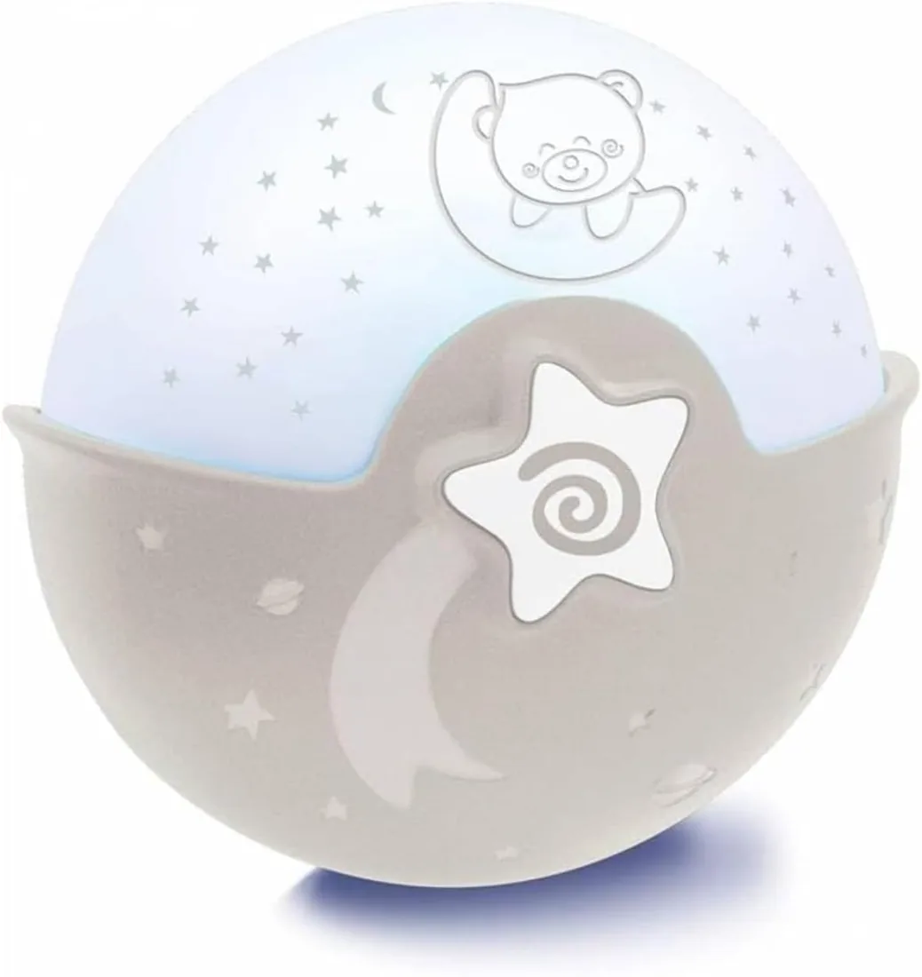 Infantino Luz Calmante y Proyector, Luz Nocturna con Clip para Cuna con Diseño Grow-with-Me, Proyector de Noche Estrellada y Luz de Mesa con Melodías y Sensores de Sonido Incorporados, Gris foto 2