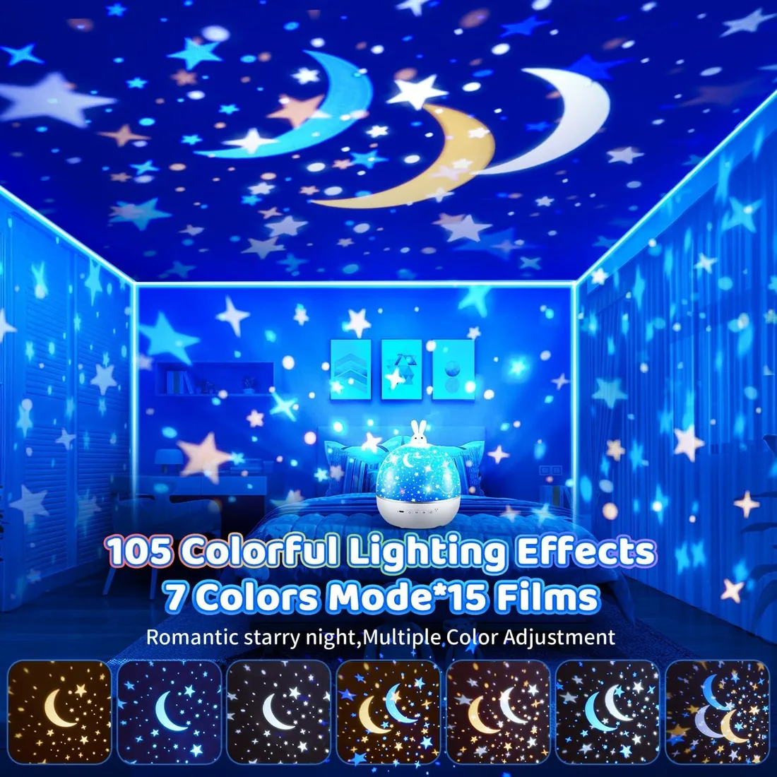 Proyector de Galaxias y Estrellas Real 15 Temas, Juguetes Niños Regalo Niño | Música Bluetooth 360° Rotación Control Remoto Luz Nocturna Infantil,Juguetes Regalo Bebe 1 2 3 4 5 años, Home Decoration foto 3