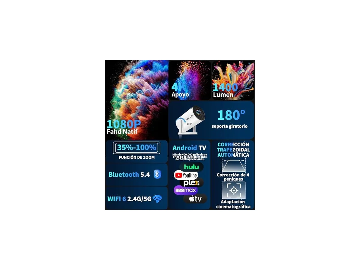 [App Integrada] Mini Proyector 4K Support 1080p con WiFi 6 y Bluetooth 5.4 foto 2