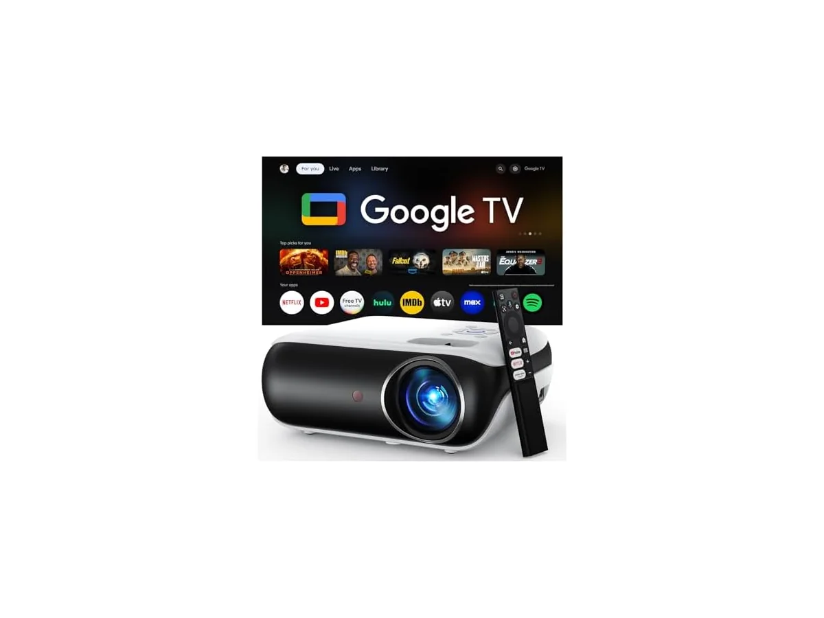 【Google TV Official】 Smart Mini Proyector 4K, HAPPRUN 1000 ANSI 1080P Full HD Proyector con Dolby Audio,…
