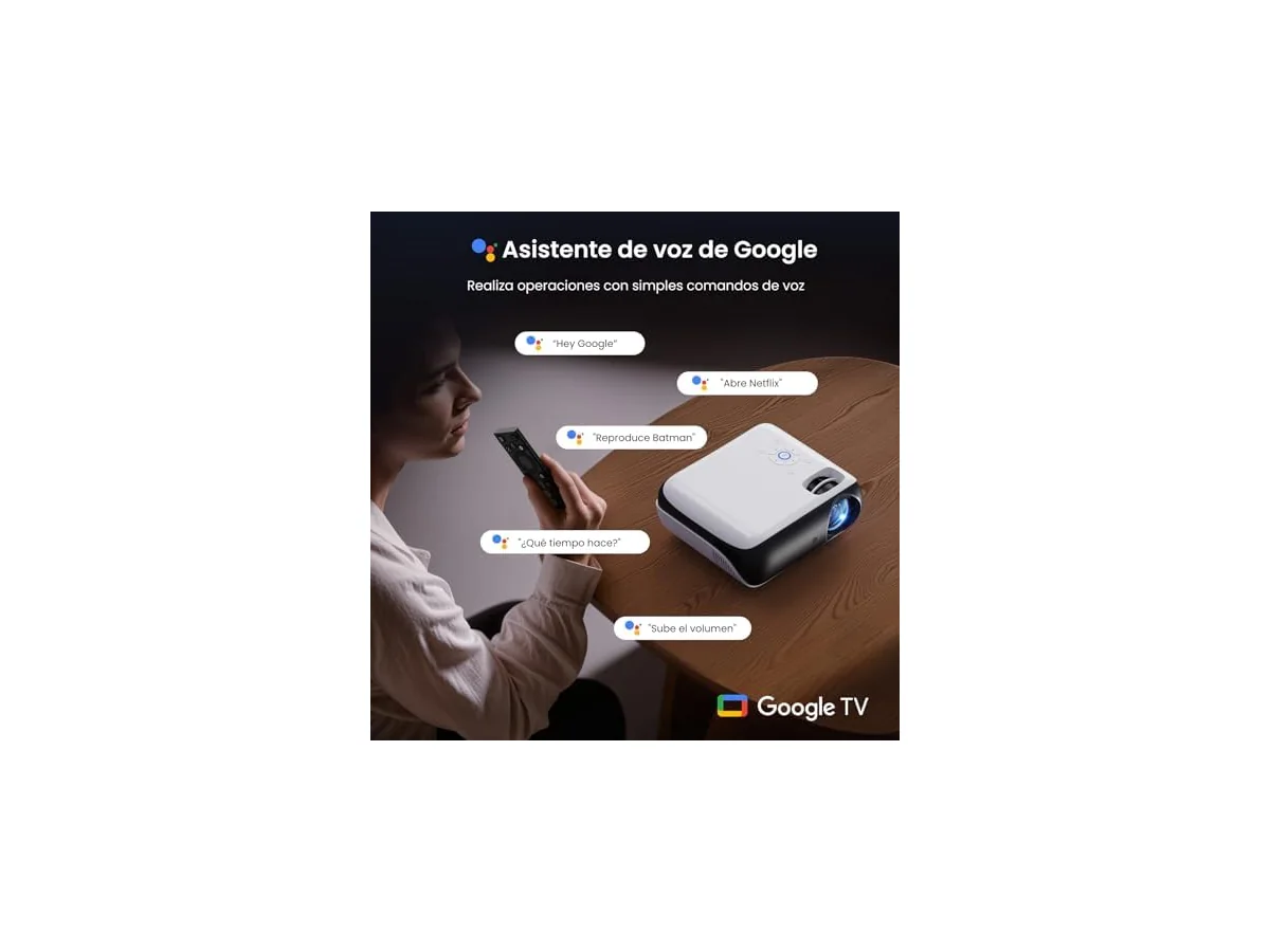 【Google TV Official】 Smart Mini Proyector 4K, HAPPRUN 1000 ANSI 1080P Full HD Proyector con Dolby Audio,… foto 2