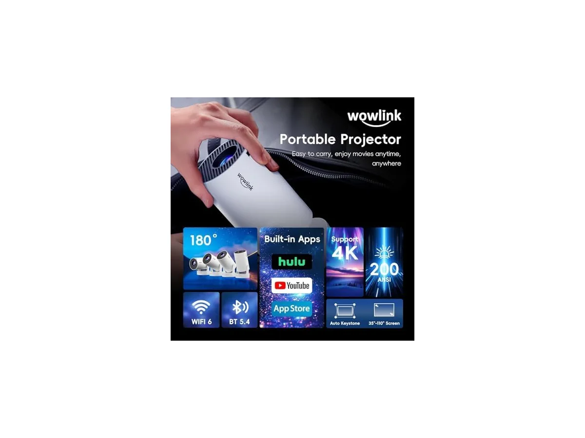 [Apps integradas & 2026 Upgraded] Mini Proyector con WiFi 6 Bluetooth 5.4 foto 2