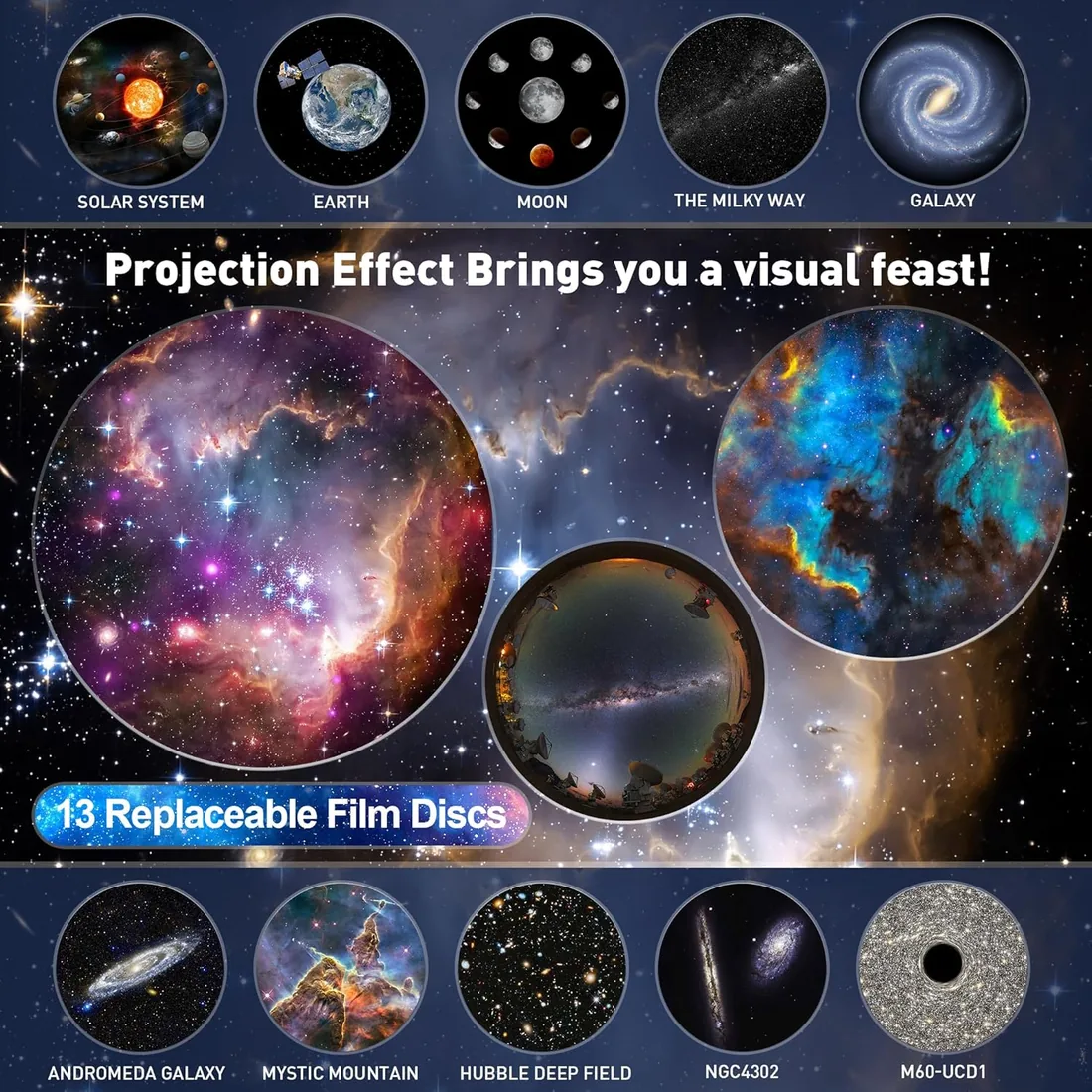 Mexllex Proyector Estrellas Galaxy Star Projector Starry Night Light, Dormitorio Proyector De Techo Temporizador, 13 PelíCulas Hd, Los Mejores Regalos Para NiñOs Adultos foto 3