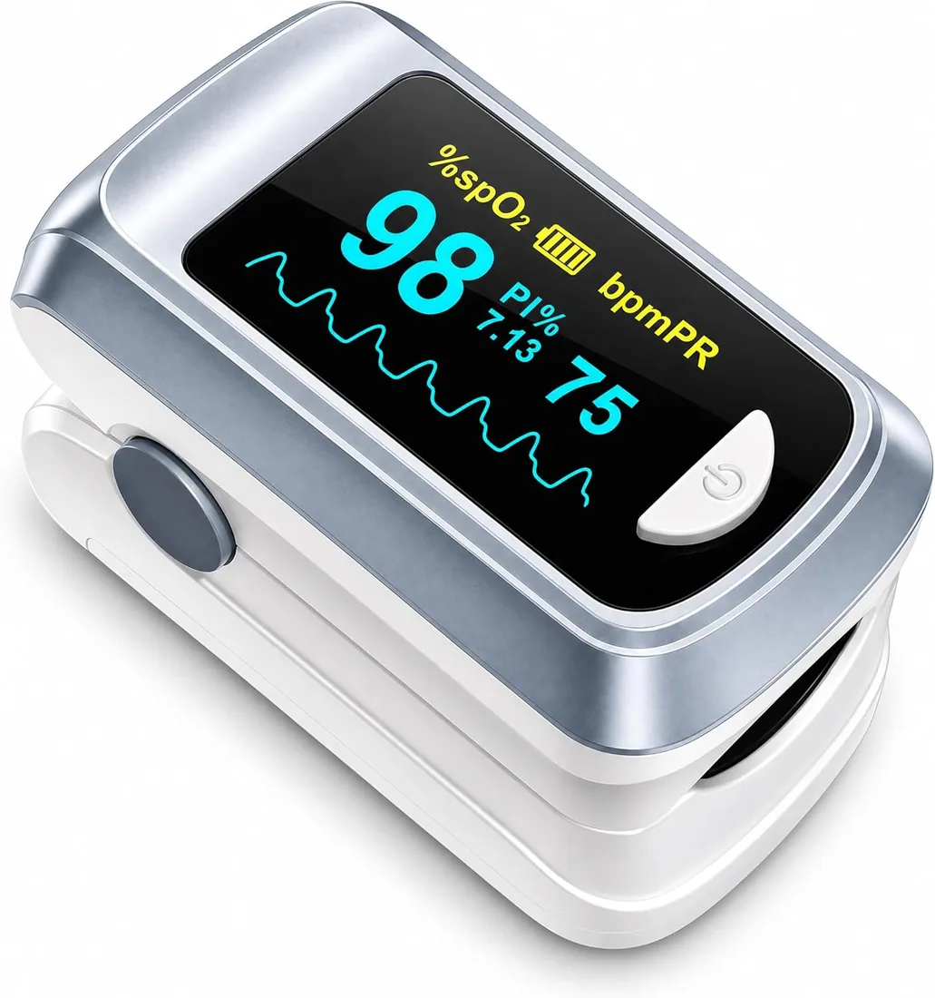Healthtree JKS50B Pulsioxímetro de Dedo, Oximetro dedo con PI | Lectura Rápida 5-8s SpO2 y Frecuencia Cardíaca, Pantalla OLED Grande, para Hogar Deportes y Viaje, Incluye Pilas AAA y Cordón foto 3