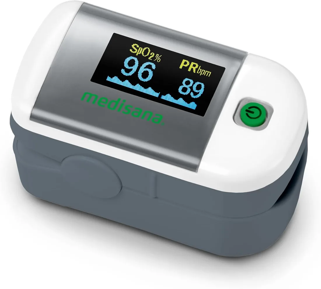 medisana PM 100 oxímetro de pulso y saturación de oxígeno en la sangre | medición de saturación de oxígeno en la sangre, para el dedo con pantalla OLED y funcionamiento de un solo toque