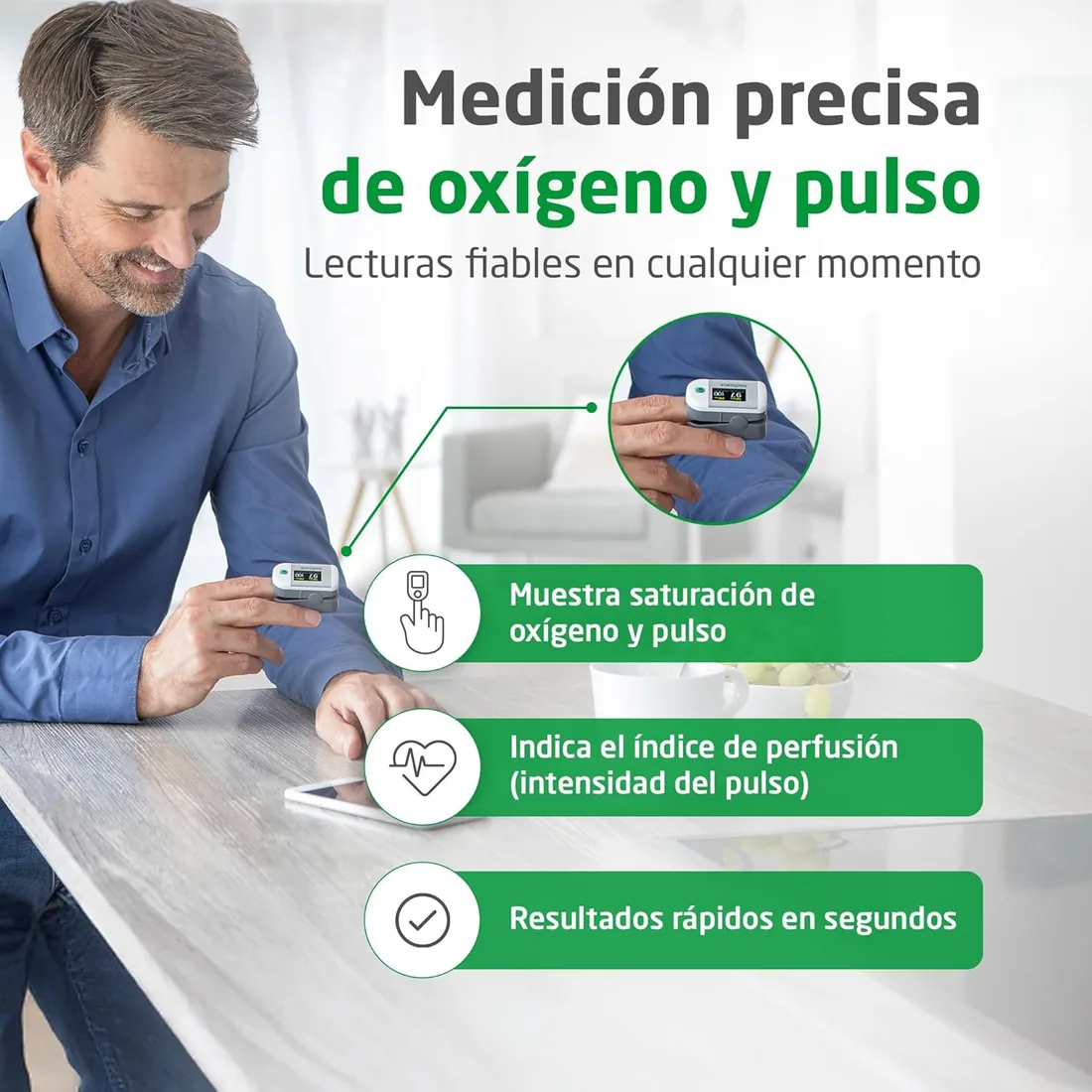 medisana PM 100 oxímetro de pulso y saturación de oxígeno en la sangre | medición de saturación de oxígeno en la sangre, para el dedo con pantalla OLED y funcionamiento de un solo toque foto 2