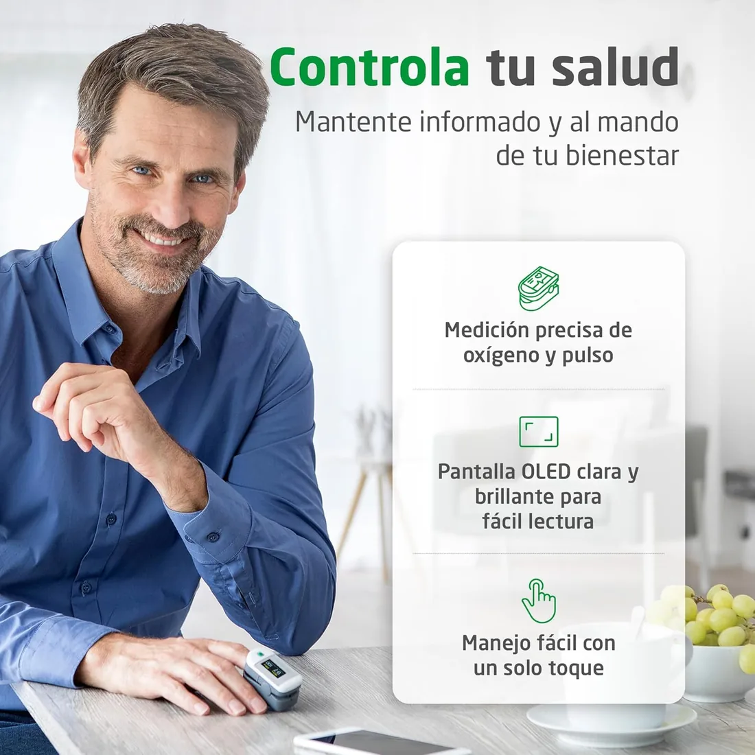 medisana PM 100 oxímetro de pulso y saturación de oxígeno en la sangre | medición de saturación de oxígeno en la sangre, para el dedo con pantalla OLED y funcionamiento de un solo toque foto 3