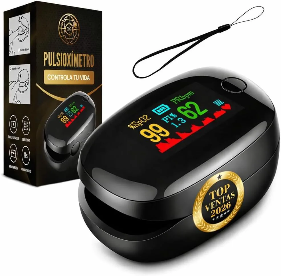 Pulsioximetro de dedo profesional, oxímetro de Dedo con Pantalla OLED – Medidor de Oxígeno en Sangre (SpO₂) y Frecuencia Cardíaca – Para Adultos y Niños – Portátil, Fácil de Usar y Preciso foto 3