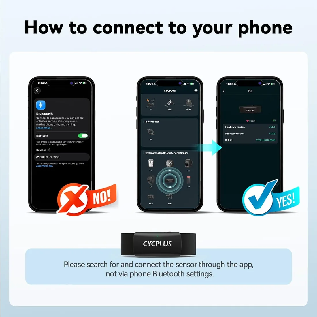 CYCPLUS Banda Cardio H2Pro, Bluetooth Ant+, Batería 500h foto 3