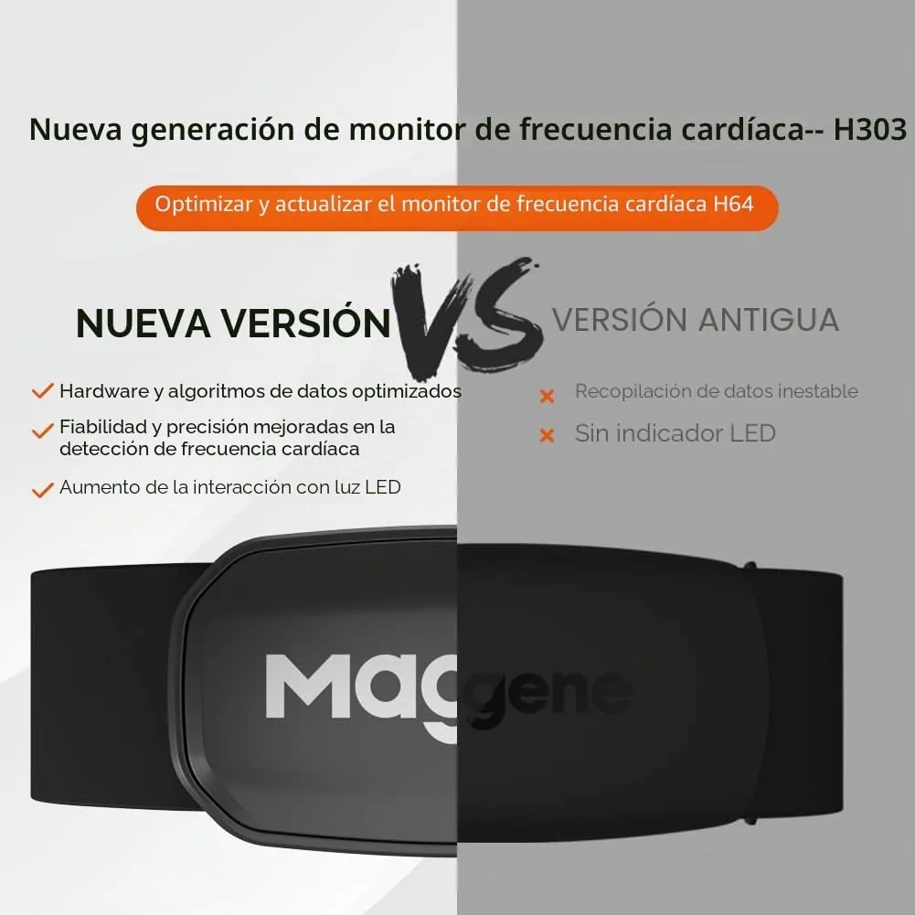 Magene H303 Heart Rate Monitor, Heart Rate Sensor Chest Strap, Protocol Ant+/Bluetooth, Compatible con iOS/Android APPs foto 2