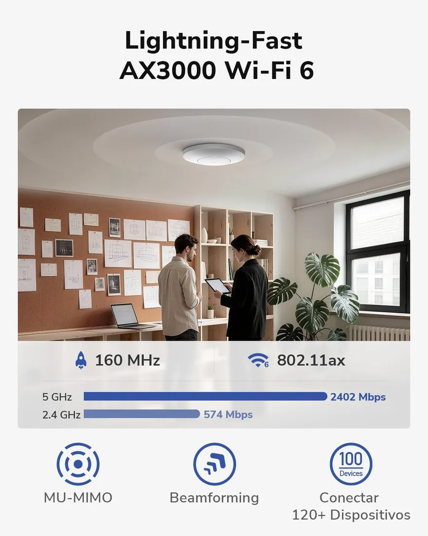 Cudy Punto de Acceso WiFi AX3000 Gigabit PoE WiFi 6 para Montaje e, AP3000S | 2402, 574 Mbps, 120 dispositivos, 1 puerto GbE IEEE 802.3at, portal de autenticación, varias opciones de alimentación foto 3