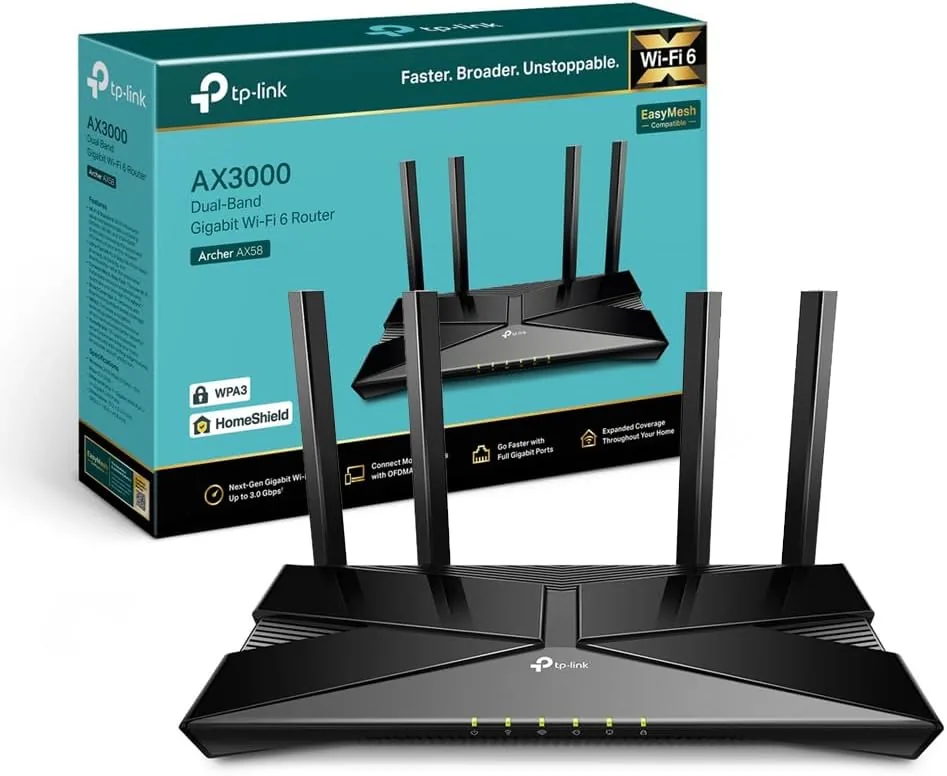 TP-Link Archer AX58 - Router WiFi 6 AX3000, Doble Banda, 5 Puertos GE | Amplia Cobertura. Conexión Estable para Muchos Dispositivos. CPU Doble Core. Compatible con EasyMesh, Control App Tether. foto 2