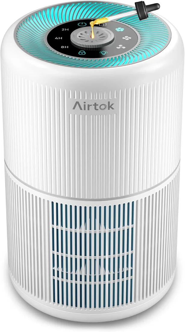 AIRTOK Purificador de Aire, Purificador de Aire Con Esponja de Fragancia, Filtro HEPA Para Alergias, Humo, Caspa De Mascotas y Olores, con Luz nocturna, temporizador, bloqueo para niños, 25dB foto 3