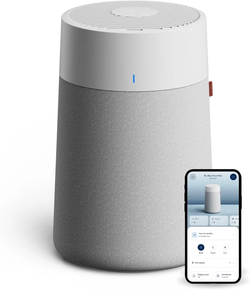 BLUEAIR Purificador de aire 43 m², inteligente y silencioso, HEPASilent, ideal para hogar, dormitorio, niños, polvo, alérgenos, humo, moho, pelo de mascotas - Blue Pure 511i Max