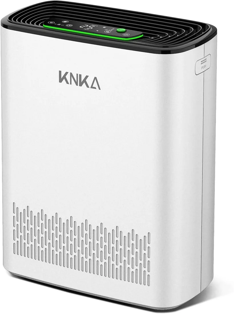 KNKA Purificador de Aire Filtro HEPA sensor inteligente hasta 80 ㎡ Blanco | CADR 300 m³/h Elimina el 99,97 % de polen, olores y polvo, modo sueño, ideal contra el pelo de mascotas APH3000
