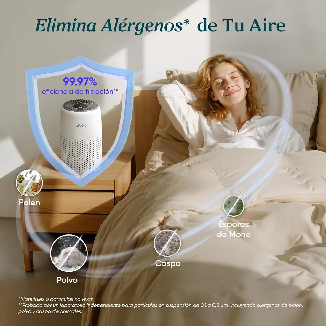 Levoit Purificador de Aire con Filtro HEPA, Portátil, Core Mini Blanco | Filtro HEPA para Alergias, Silencioso 25dB, Para Alergias, Bajo Consumo de Energía 7W, con Aromaterapia foto 3